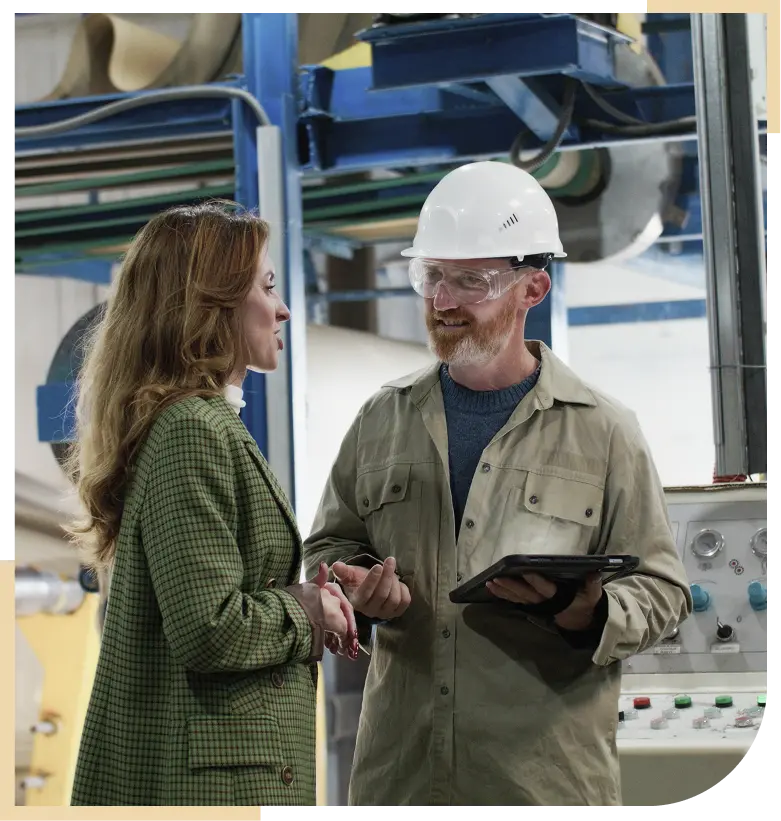 Workers talking